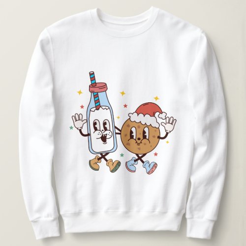 Cute Milk and Cookie Character Christmas Sweatshirt