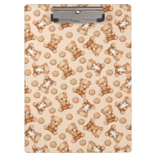 Cute Milk and Cookies Bear Seamless Pattern Clipboard