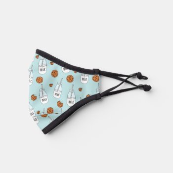 Cute Milk And Cookies Pattern Premium Face Mask by heartlocked at Zazzle