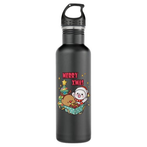 Cute Milk and Mocha merry_xmas Stainless Steel Water Bottle