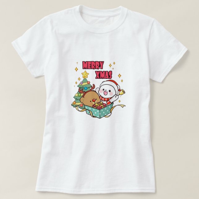 Cute Milk and Mocha merry_xmas T-Shirt (Design Front)