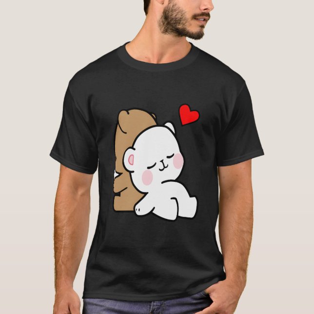 Cute Milk Mocha Bedtime Story Always Kiss Me Goodn T-Shirt (Front)