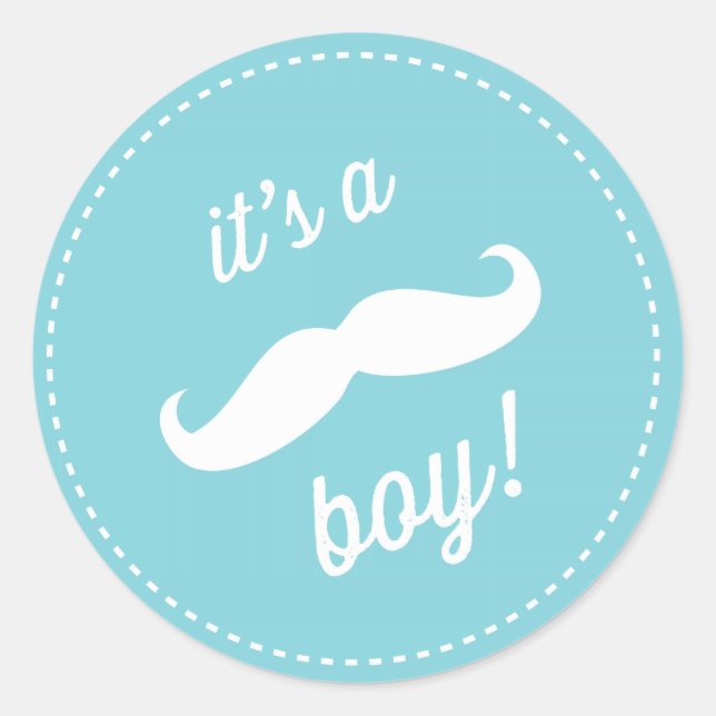Cute Milk Mustache Baby Shower Stickers (Front)