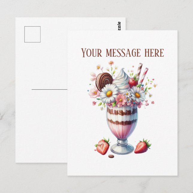 Cute milkshake add message business name  postcard (Front/Back)