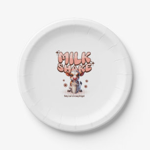 Cute Milkshake Lover Little Calf Frozen Joghurt Ba Paper Plates