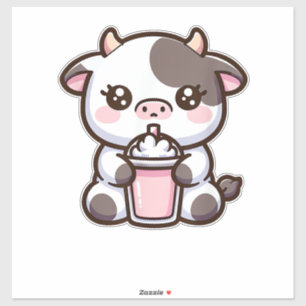 Cute Milkshake Lover Little Calf Frozen Joghurt Ba Sticker