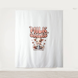 Cute Milkshake Lover Little Calf Frozen Joghurt Ba Tapestry