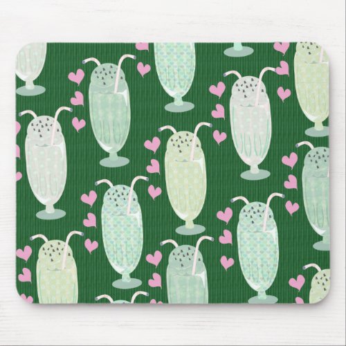 Cute Milkshakes Mint Fun Happy Yummy Pattern Mouse Pad