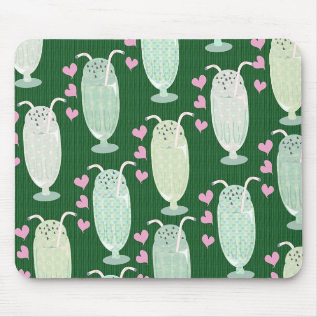 Cute Milkshakes Mint Fun Happy Yummy Pattern Mouse Pad (Front)