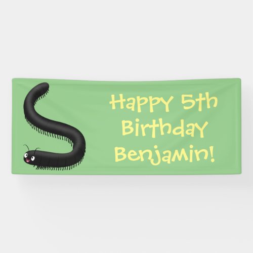 Cute millipede cartoon illustration banner