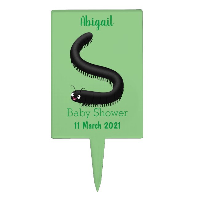 Cute millipede cartoon illustration cake topper (Front)