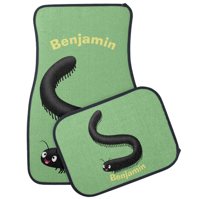 Cute millipede cartoon illustration  car floor mat (Set)