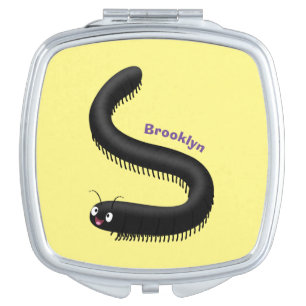 Cute millipede cartoon illustration compact mirror