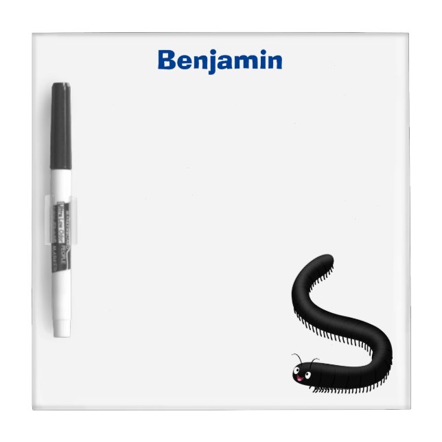 Cute millipede cartoon illustration dry erase board (Front)