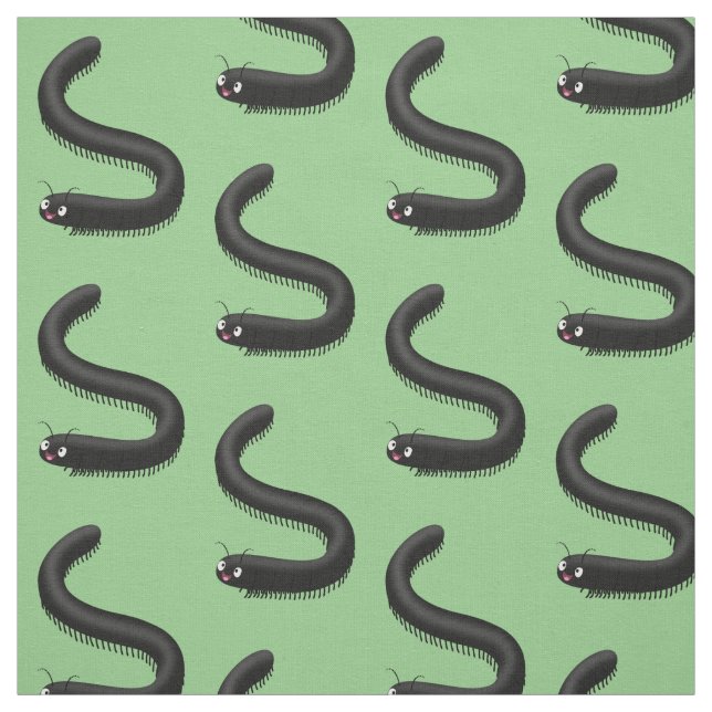 Cute millipede cartoon illustration fabric (Swatch)