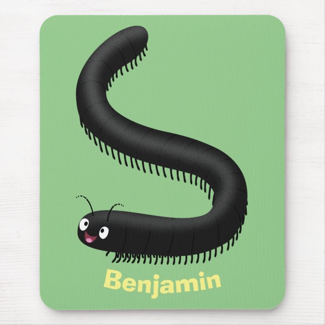 Cute millipede cartoon illustration mouse pad (Front)