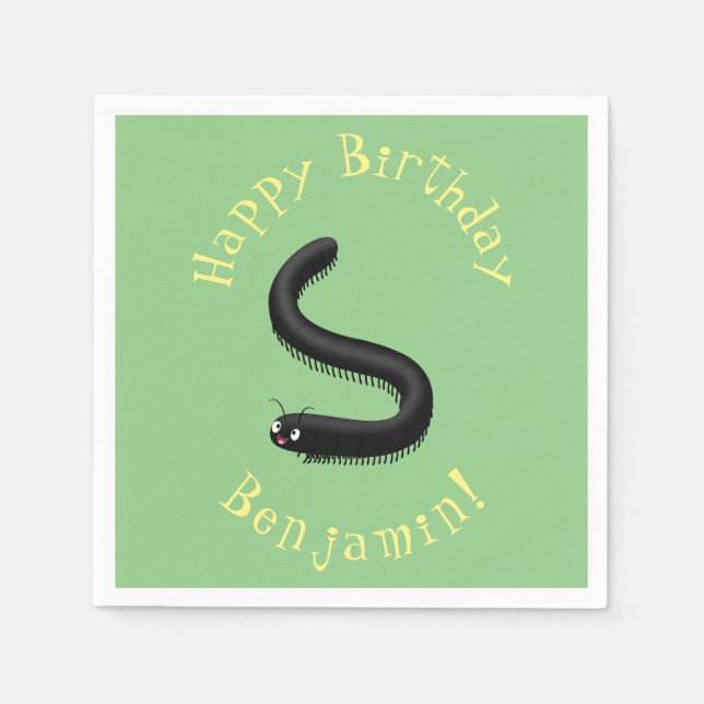 Cute millipede cartoon illustration napkins (Front)