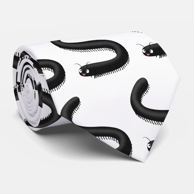 Cute millipede cartoon illustration neck tie (Rolled)