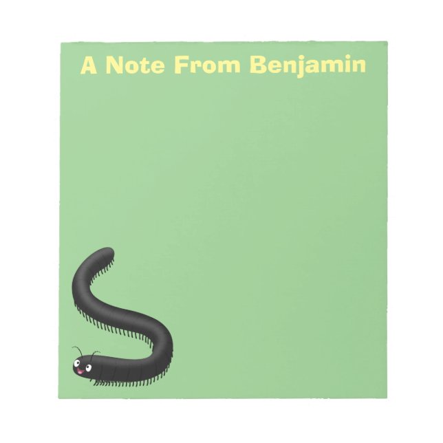 Cute millipede cartoon illustration notepad (Front)