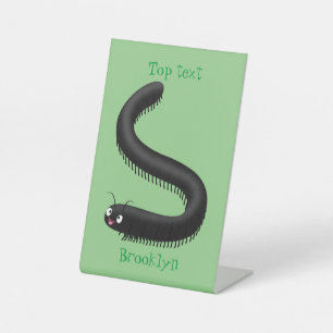 Cute millipede cartoon illustration pedestal sign
