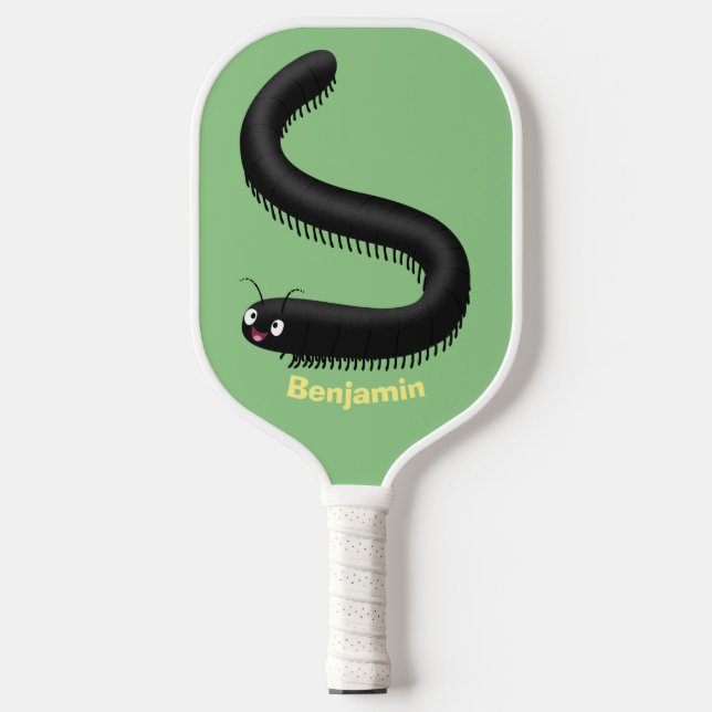 Cute millipede cartoon illustration  pickleball paddle (Front)