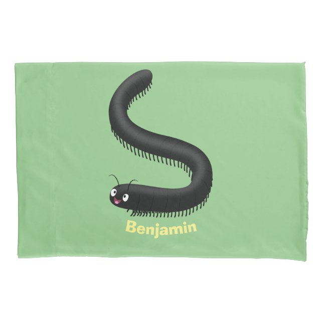 Cute millipede cartoon illustration pillow case (Front)