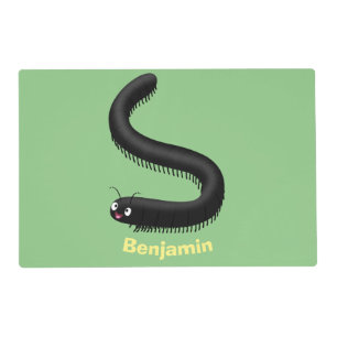 Cute millipede cartoon illustration placemat