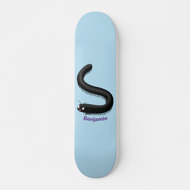 Cute millipede cartoon illustration skateboard (Front)