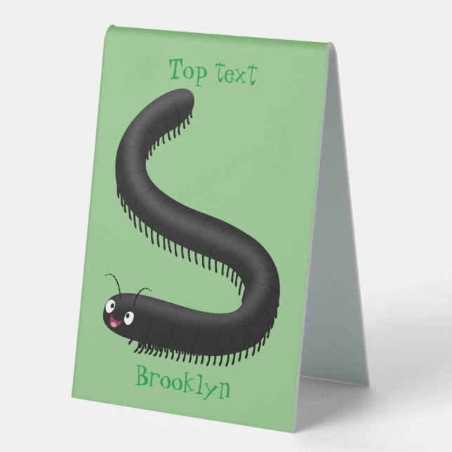 Cute millipede cartoon illustration table tent (Front)