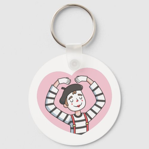 Cute Mime Love Heart Pose I Love You Keychain