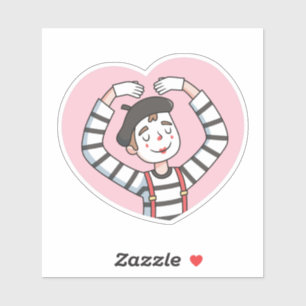 Cute Mime Love Pose Doodle Sticker