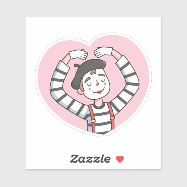 Cute Mime Love Pose Doodle Sticker (Sheet)