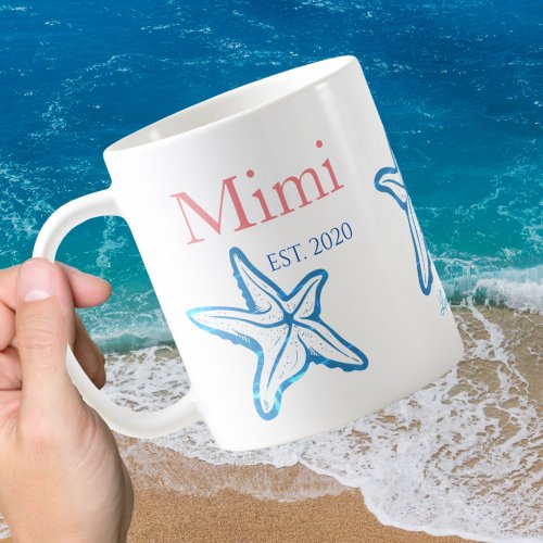Cute Mimi Blue Starfish Beachy Coffee Mug