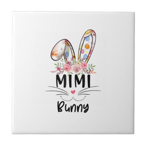 Cute Mimi Bunny T Shirt Easter Family Matching Out Ceramic Tile