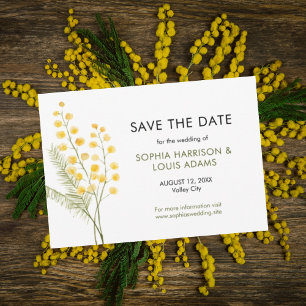 Cute mimosa flowers wedding  save the date