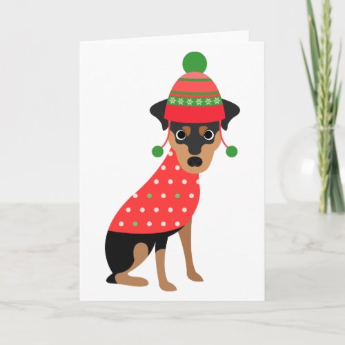 Cute Min Pin Dog Christmas Card