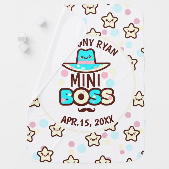 Cute MINIBOSS Baby Boy Personalized Baby Blanket