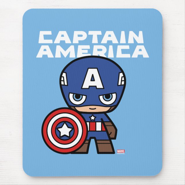 Cute Mini Captain America Mouse Pad (Front)