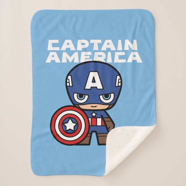 Cute Mini Captain America Sherpa Blanket (Front)