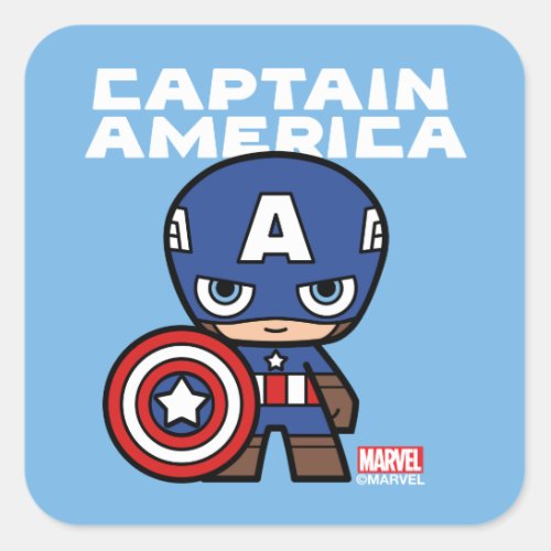 Cute Mini Captain America Square Sticker