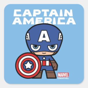 Cute Mini Captain America Square Sticker