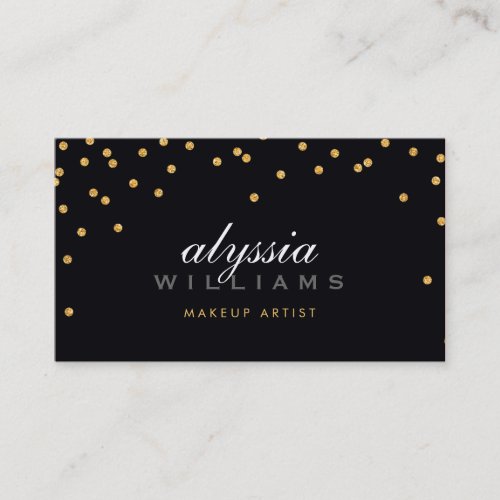 CUTE mini confetti gold sparkly glitter bold black Business Card Template