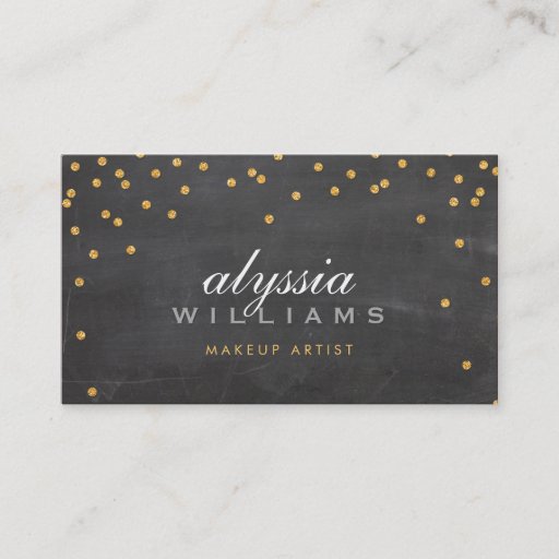 Customizable CUTE mini confetti gold sparkly glitter chalkboard Business Cards