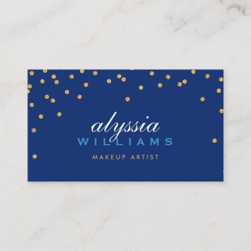 CUTE mini confetti gold sparkly glitter dark blue Business Cards