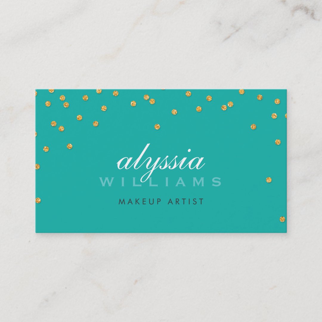 CUTE mini confetti gold sparkly glitter jade green Business Card Zazzle