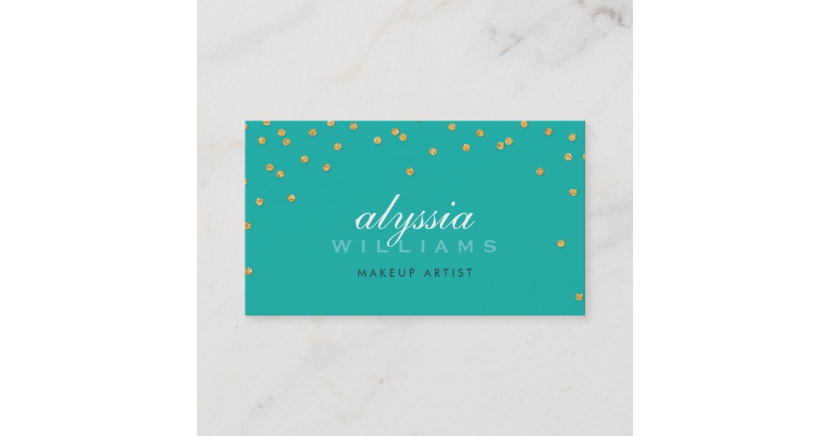 CUTE mini confetti gold sparkly glitter jade green Business Card Zazzle