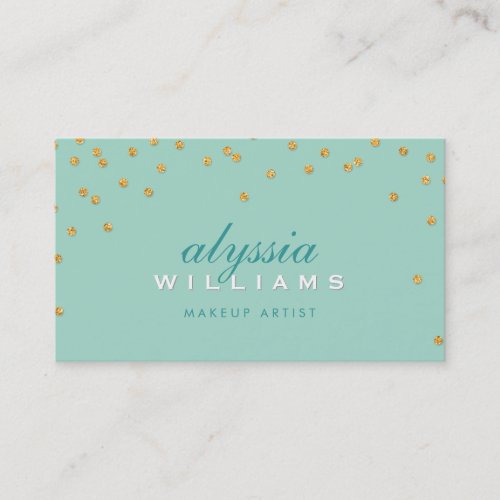 CUTE mini confetti gold sparkly glitter mint green Business Card