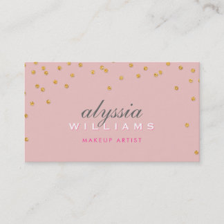 CUTE mini confetti gold sparkly glitter pale pink Business Card