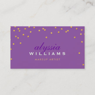 CUTE mini confetti gold sparkly glitter purple Business Card