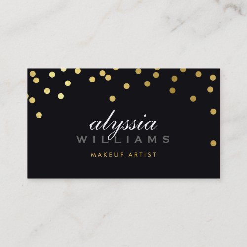 CUTE mini confetti shiny gold foil bold black Business Card Template